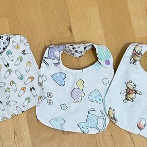 3 Playful Newborn Bibs Cotton - Gender Neutral